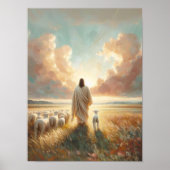 Herder redt de ene, Christelijke kunst, Jezus Herd Poster (Voorkant)