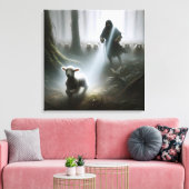 Herder redt een verdwaald lam canvas afdruk (Insitu (Woonkamer))