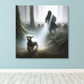 Herder redt een verdwaald lam canvas afdruk (Insitu (Houten vloer))