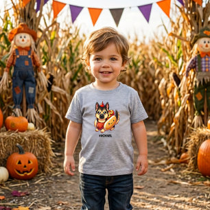 Herderhond in hete hond kostuum Funny Cute Aangepa Kinder Shirts