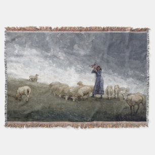 Herderin die schapen verzorgt Winslow Homer 1878 Deken