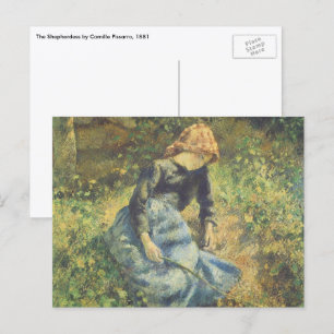 Herderin door Camille Pissarro, Vintage Fine Art Briefkaart