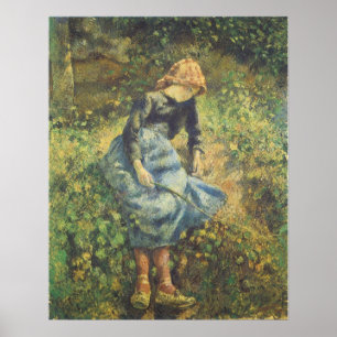 Herderin door Camille Pissarro, Vintage Fine Art Poster