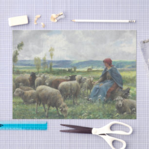 Herderin en Schaap door Julien Dupre Tissuepapier