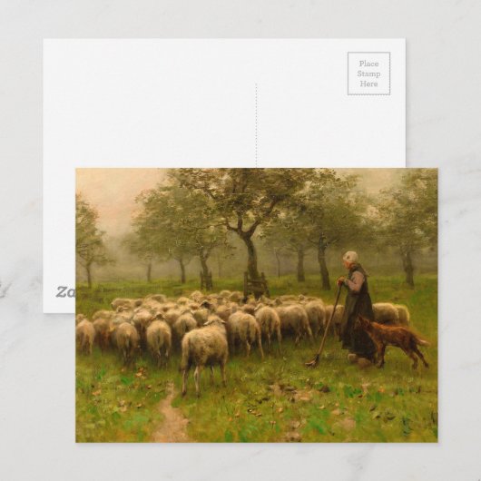 Herderin Met Kudde Schapen door Anton Mauve (c 187 Briefkaart (Voorkant / Achterkant)