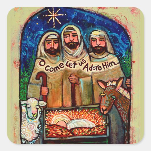 Herders in de Manger Kerst stickers (Voorkant)