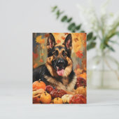 Herdershond herfst Thanksgiving  Briefkaart (Staand voorkant)