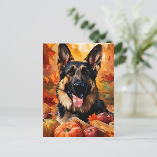 Herdershond herfst Thanksgiving  Briefkaart (Staand voorkant)
