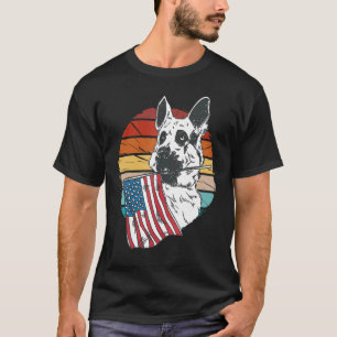  herdershond met Amerikaanse vlag Ame T-shirt