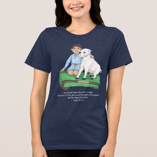 Herdersjongen en lam psalm Christelijk T-shirt (Voorkant)