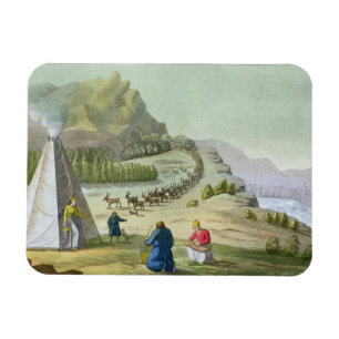 Herding Reindeer, Lapland, bord 47 van Le Costu Magneet