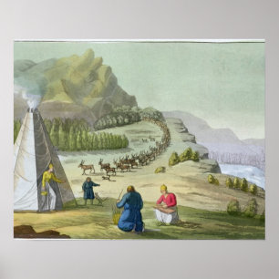 Herding Reindeer, Lapland, bord 47 van Le Costu Poster