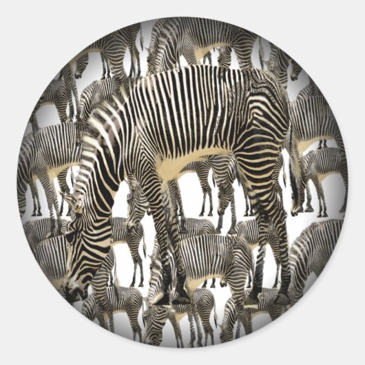 Herds van Zebras Ronde Sticker (Voorkant)