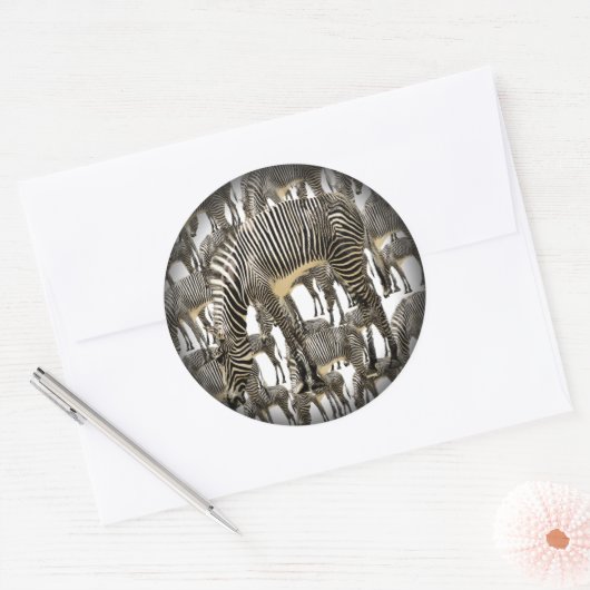 Herds van Zebras Ronde Sticker (Envelop)