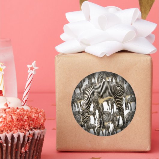 Herds van Zebras Ronde Sticker (Feest)