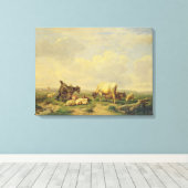Herdsman en Herd, c.1880 Canvas Afdruk (Insitu (Houten vloer))