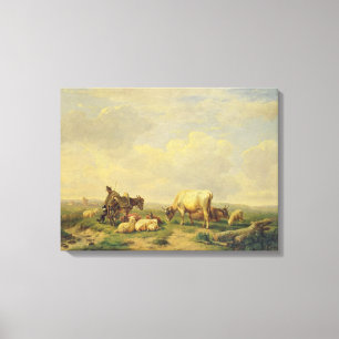 Herdsman en Herd, c.1880 Canvas Afdruk
