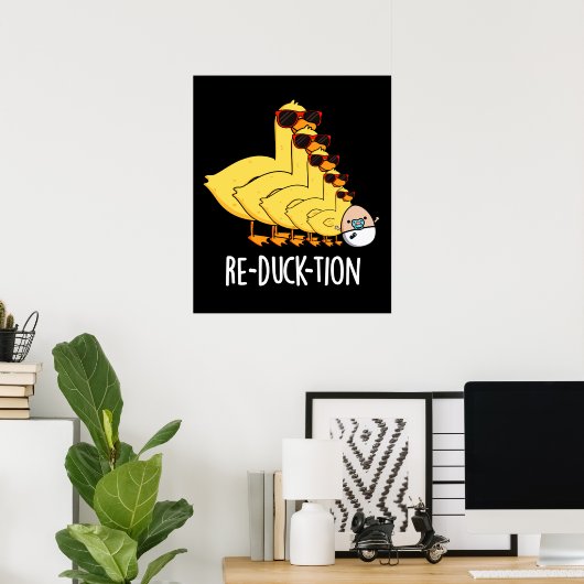 Herductie Funny Animal Duck Pun Dark BG Poster (Thuiskantoor)