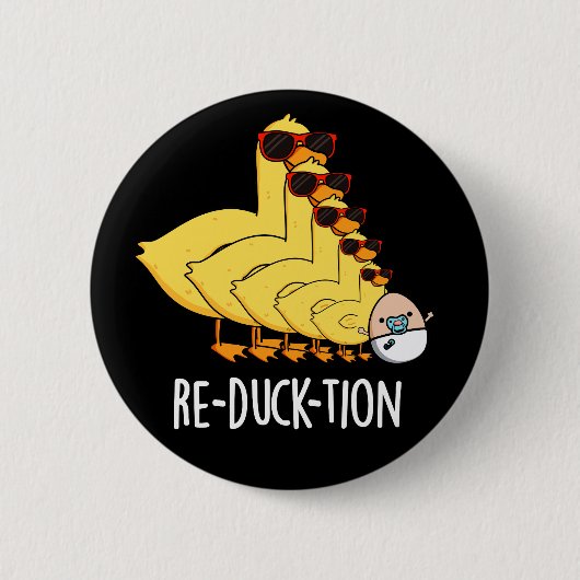 Herductie Funny Animal Duck Pun Dark BG Ronde Button 5,7 Cm (Voorkant)