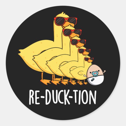 Herductie Funny Animal Duck Pun Dark BG Ronde Sticker (Voorkant)