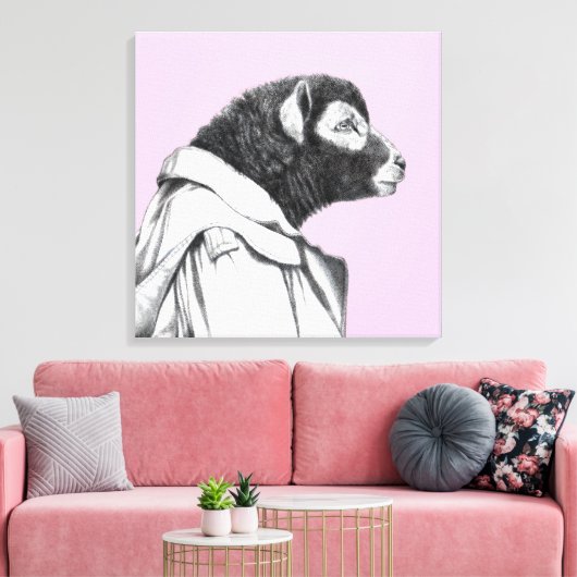 Herdwick Lam in loopgravenjas (Ume) Canvas Afdruk (Insitu (Woonkamer))