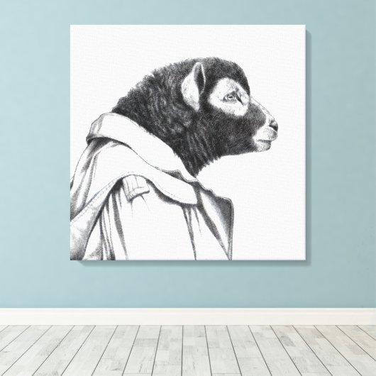 Herdwick Lamb in loopgravenjas (sneeuw) Canvas Afdruk (Insitu (Houten vloer))