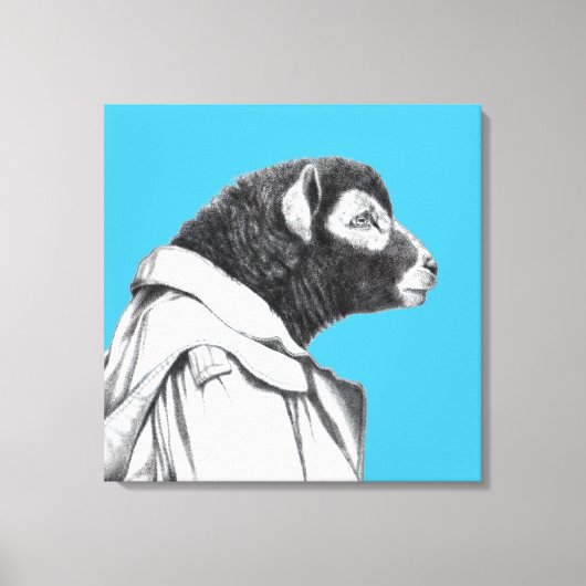 Herdwick Lamb in Trench Coat (Old-School Blue) Canvas Afdruk (Voorkant)