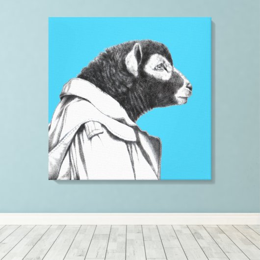 Herdwick Lamb in Trench Coat (Old-School Blue) Canvas Afdruk (Insitu (Houten vloer))
