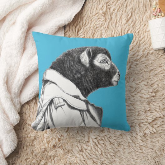 Herdwick Lamb in Trench Coat (Old-School Blue) Kussen (Deken)