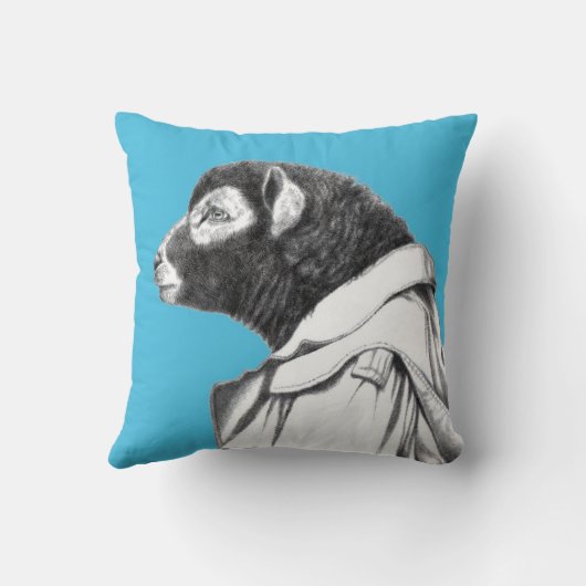 Herdwick Lamb in Trench Coat (Old-School Blue) Kussen (Achterkant)