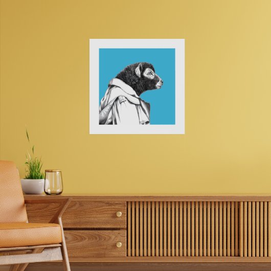 Herdwick Lamb in Trench Coat (Old-School Blue) Poster (Woonkamer 2)