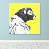Herdwick Lamb in Trench Coat (Retro Geel) Canvas Afdruk (Insitu (Houten vloer))