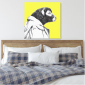 Herdwick Lamb in Trench Coat (Retro Geel) Canvas Afdruk (Insitu (Slaapkamer))