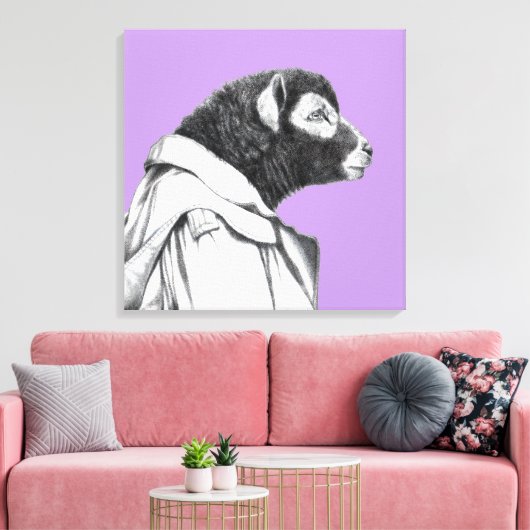 Herdwick Lamb in Trench Coat (Sumire) Canvas Afdruk (Insitu (Woonkamer))