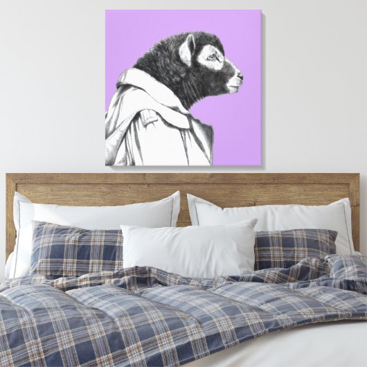 Herdwick Lamb in Trench Coat (Sumire) Canvas Afdruk (Insitu (Slaapkamer))