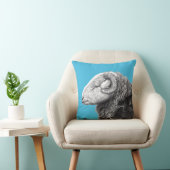 Herdwick Ram in Duffel Coat (Old-School Blauw) Kussen (Stoel)