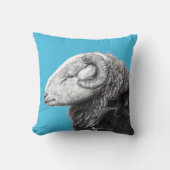 Herdwick Ram in Duffel Coat (Old-School Blauw) Kussen (Voorkant)