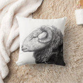 Herdwick Ram in Duffel Coat (Sneeuw) Kussen (Deken)