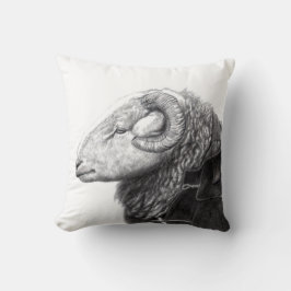 Herdwick Ram in Duffel Coat (Sneeuw) Kussen
