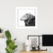 Herdwick Ram in Duffel Coat (Sneeuw) Poster (Thuiskantoor)