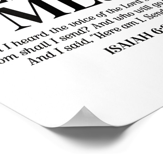 Here Am I Send Me Isaiah 6_8 Christian Bible Verse Poster (Hoek)