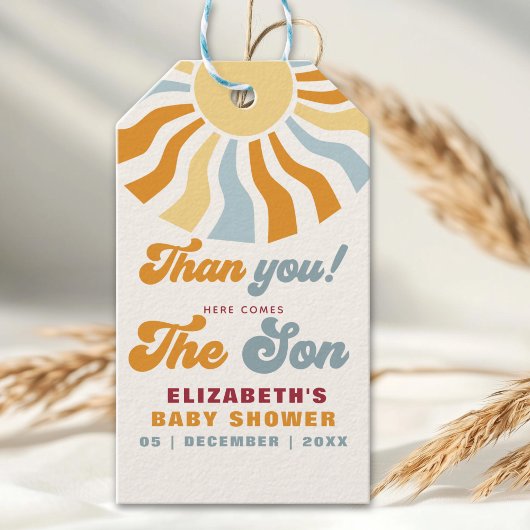 Here come the son - Groovy  Retro Baby Shower Part Cadeaulabel