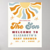 Here come the son - Retro Sun Baby Shower Poster (Voorkant)