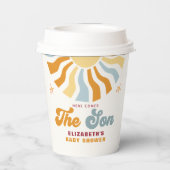 Here come the son - Sun Retro Baby Shower Party Papieren Bekers (Achterkant)