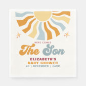 Here come the son - Sun Retro Baby Shower Servet (Voorkant)