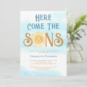 Here Come The Sons Baby Shower Kaart (Staand voorkant)