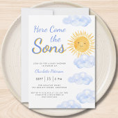 Here Come The Sons Twin Boys Baby Shower Kaart