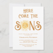 Here Come The Sons Twin Boys Baby Shower  Kaart (Voorkant)