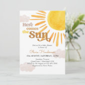 Here Come The Sun Baby Shower Uitnodiging (Staand voorkant)