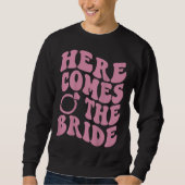 Here Comes Bride Groovy Groom Engaged Mrs Bachelor Trui (Voorkant)